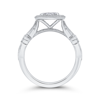 Round Diamond Halo Engagement Ring in 14K White Gold