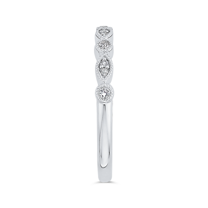 Round Diamond Half-Eternity Wedding Band in 14K White Gold