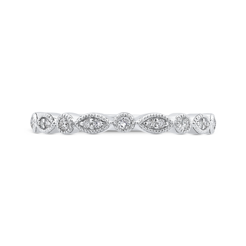 Round Diamond Half-Eternity Wedding Band in 14K White Gold
