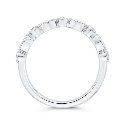 Round Diamond Half-Eternity Wedding Band in 14K White Gold