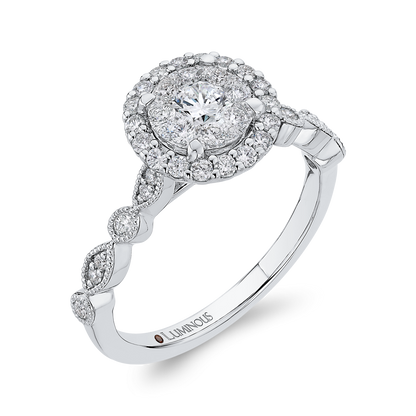 Round Diamond Halo Engagement Ring in 14K White Gold