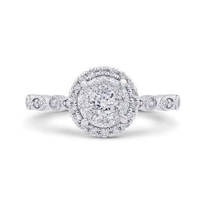 Round Diamond Halo Engagement Ring in 14K White Gold