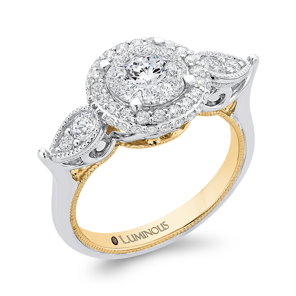 Round Diamond Halo Engagement Ring in 14K Two Tone Gold