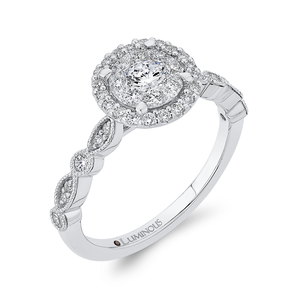 Diamond Halo Engagement Ring in 14K White Gold