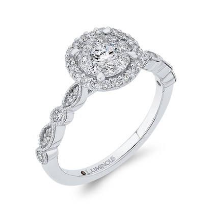 Diamond Halo Engagement Ring in 14K White Gold