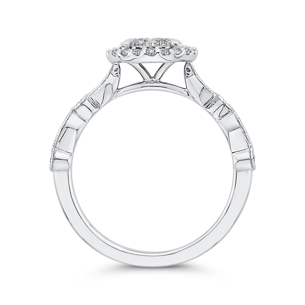 Diamond Halo Engagement Ring in 14K White Gold