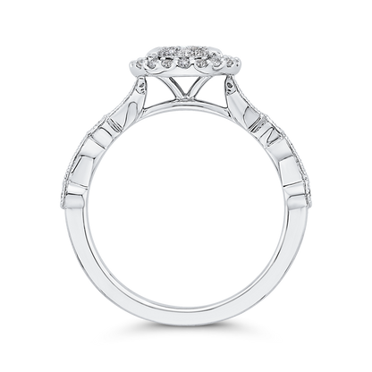 Diamond Halo Engagement Ring in 14K White Gold