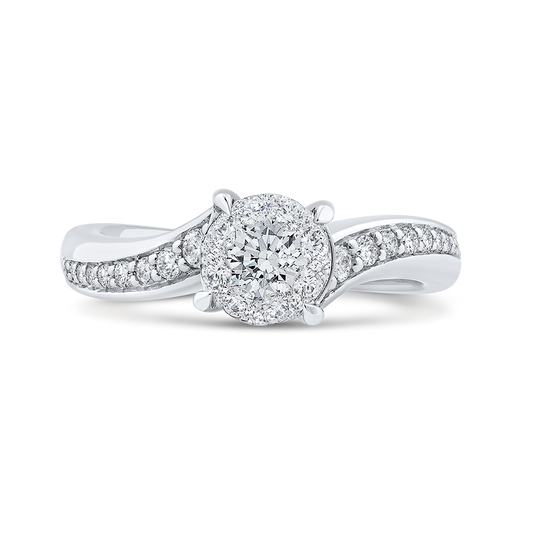 Diamond Bypass Engagement Ring in 14K White Gold