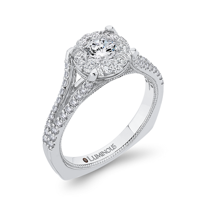 Split Shank Round Diamond Engagement Ring in 14K White Gold