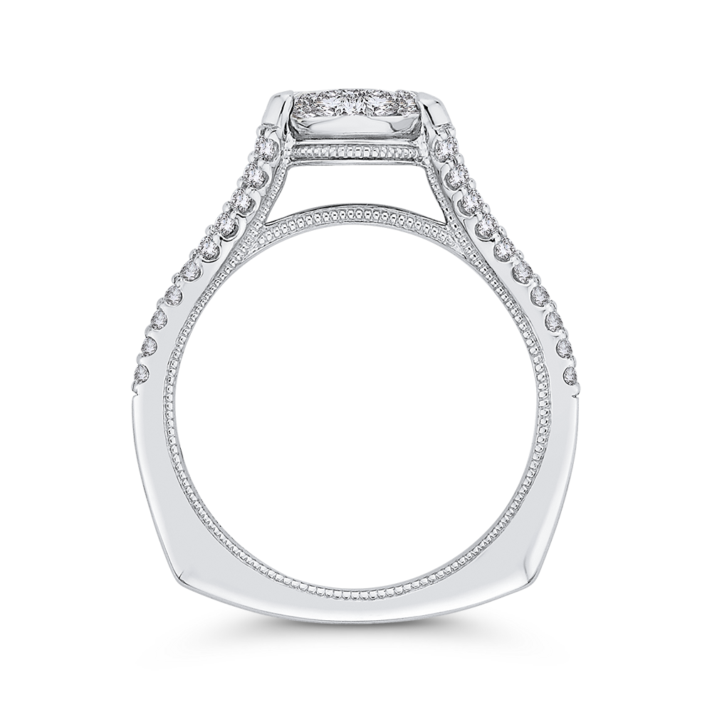 Split Shank Round Diamond Engagement Ring in 14K White Gold