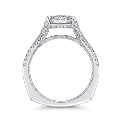 Split Shank Round Diamond Engagement Ring in 14K White Gold