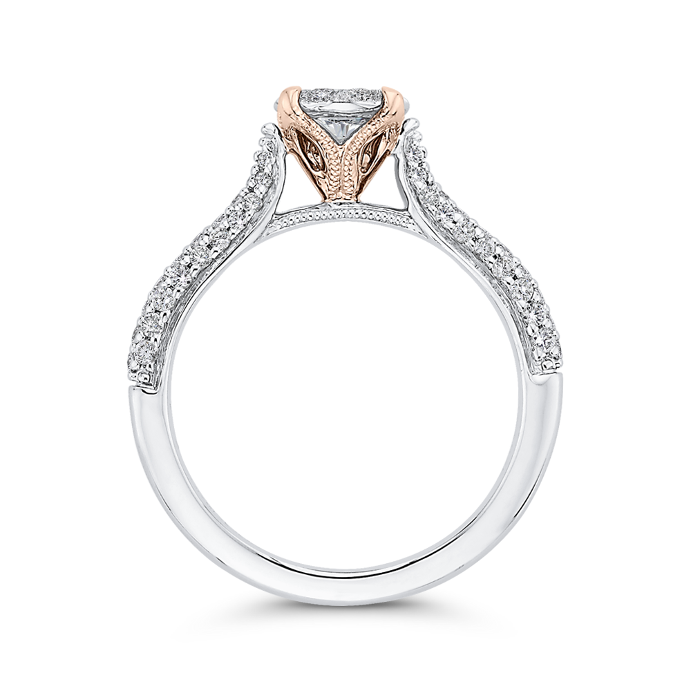 Round Diamond Engagement Ring in 14K Two Tone Gold