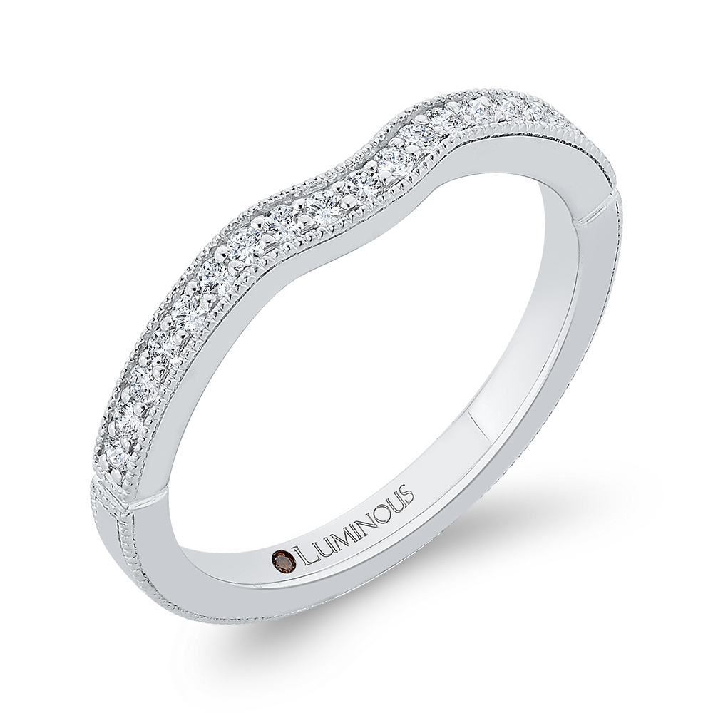 Round Half-Eternity Diamond Contour Wedding Band in 14K White Gold