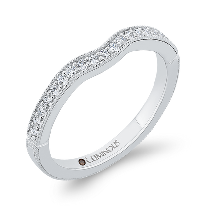 Round Half-Eternity Diamond Contour Wedding Band in 14K White Gold