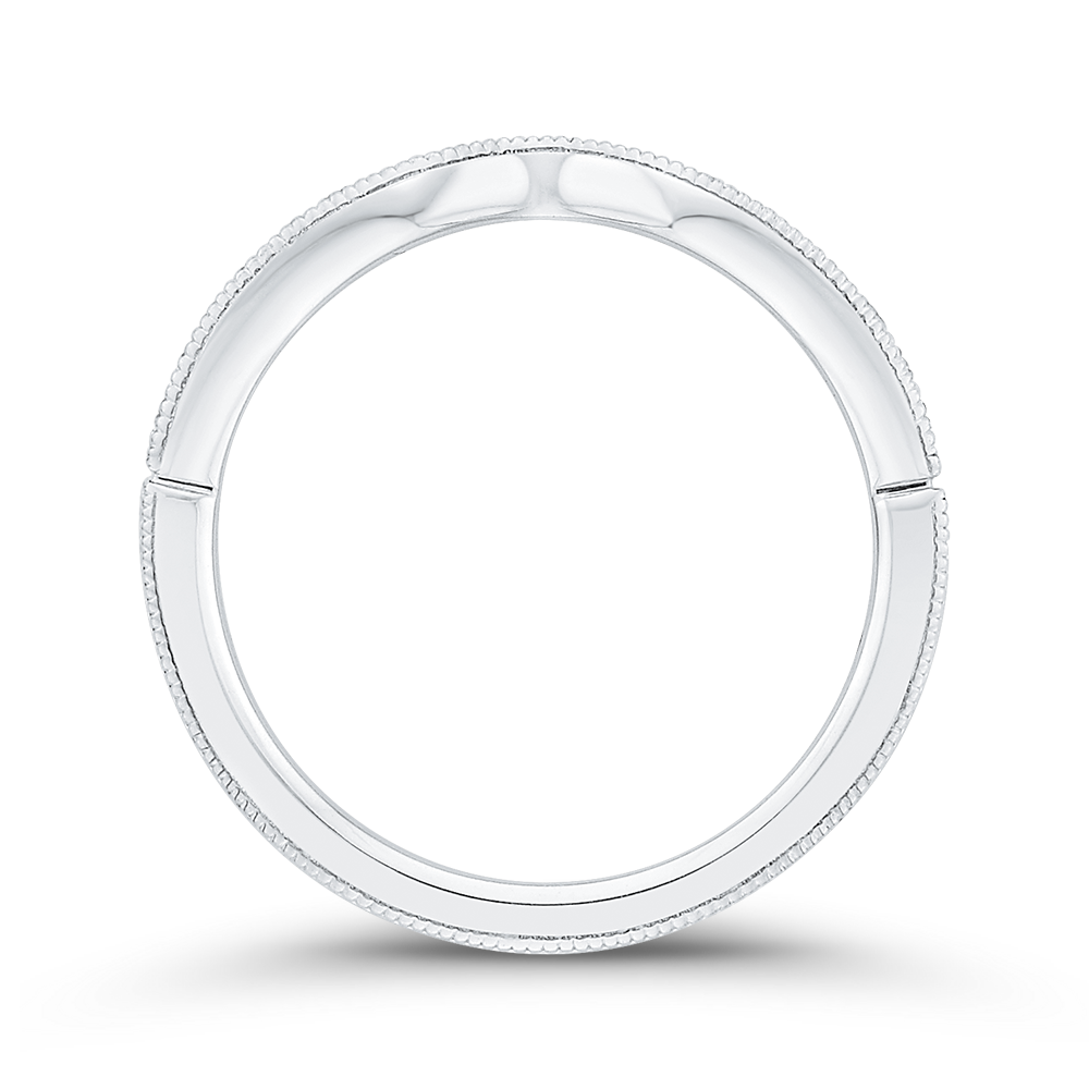 Round Half-Eternity Diamond Contour Wedding Band in 14K White Gold