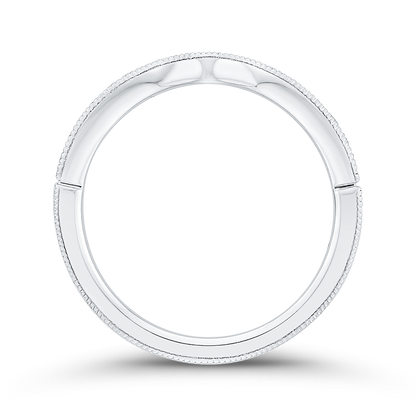 Round Half-Eternity Diamond Contour Wedding Band in 14K White Gold