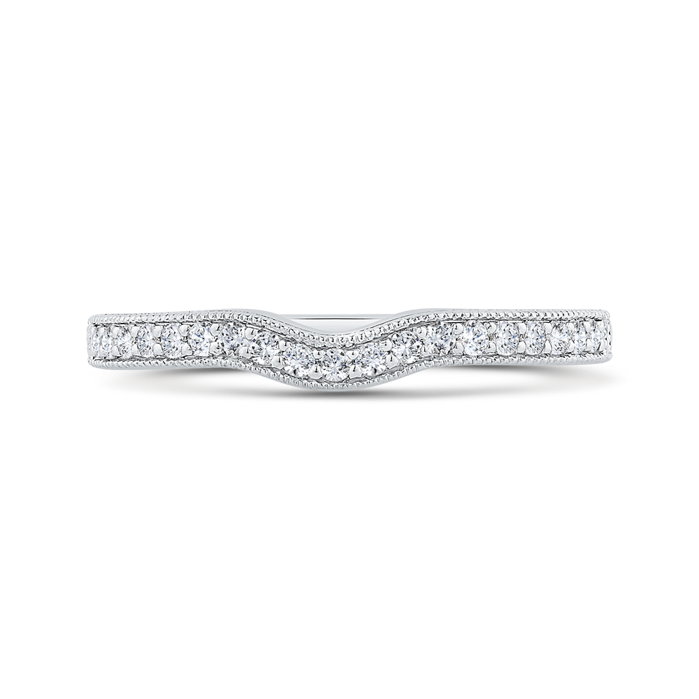 Round Half-Eternity Diamond Contour Wedding Band in 14K White Gold