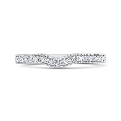 Round Half-Eternity Diamond Contour Wedding Band in 14K White Gold