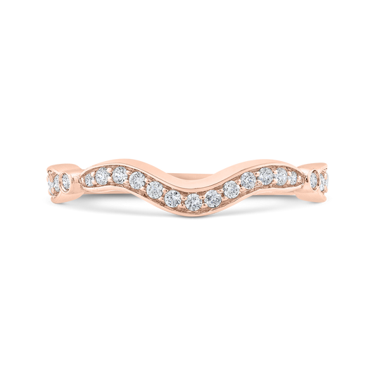Round Diamond Contour Wedding Band in 14K Rose Gold