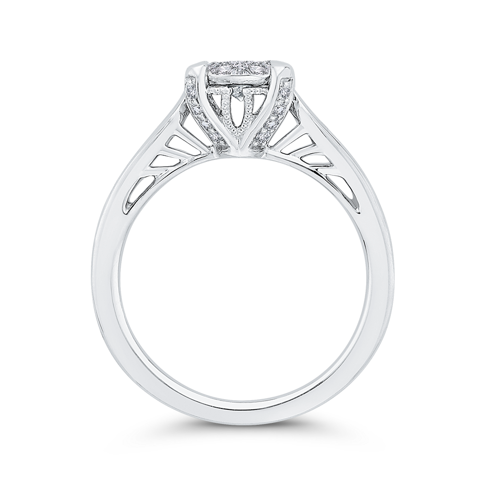 Round Diamond Engagement Ring in 14K White Gold