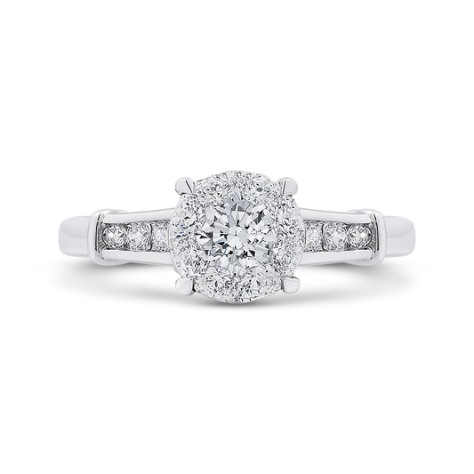 Round Diamond Engagement Ring in 14K White Gold