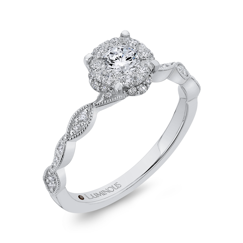 Round Diamond Engagement Ring in 14K White Gold