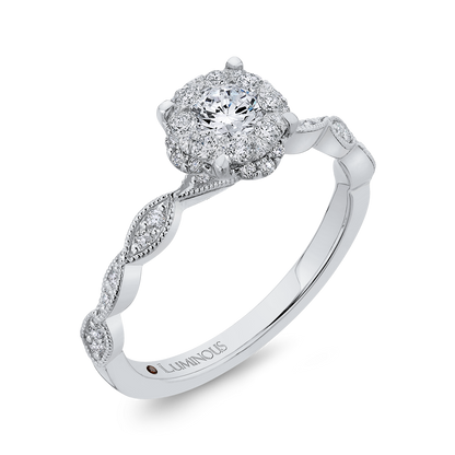 Round Diamond Engagement Ring in 14K White Gold