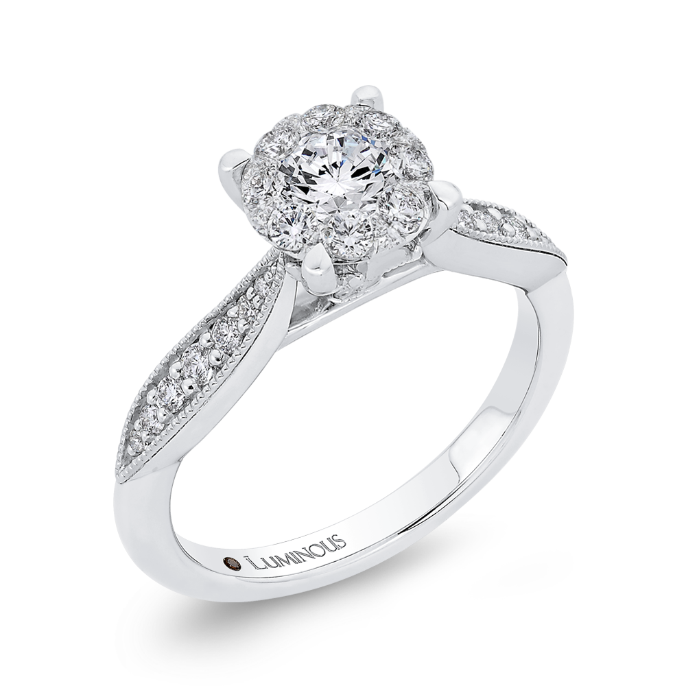 Round Diamond Engagement Ring in 14K White Gold