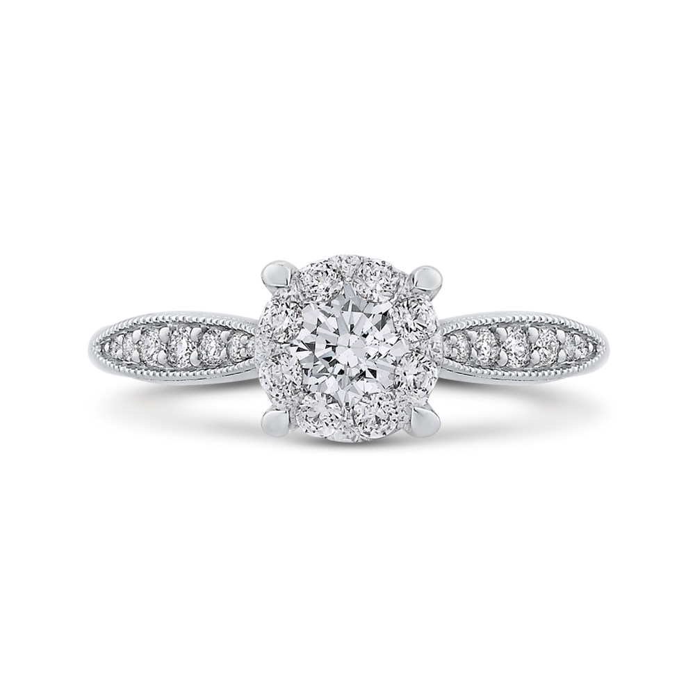 Round Diamond Engagement Ring in 14K White Gold