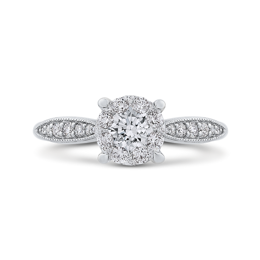 Round Diamond Engagement Ring in 14K White Gold