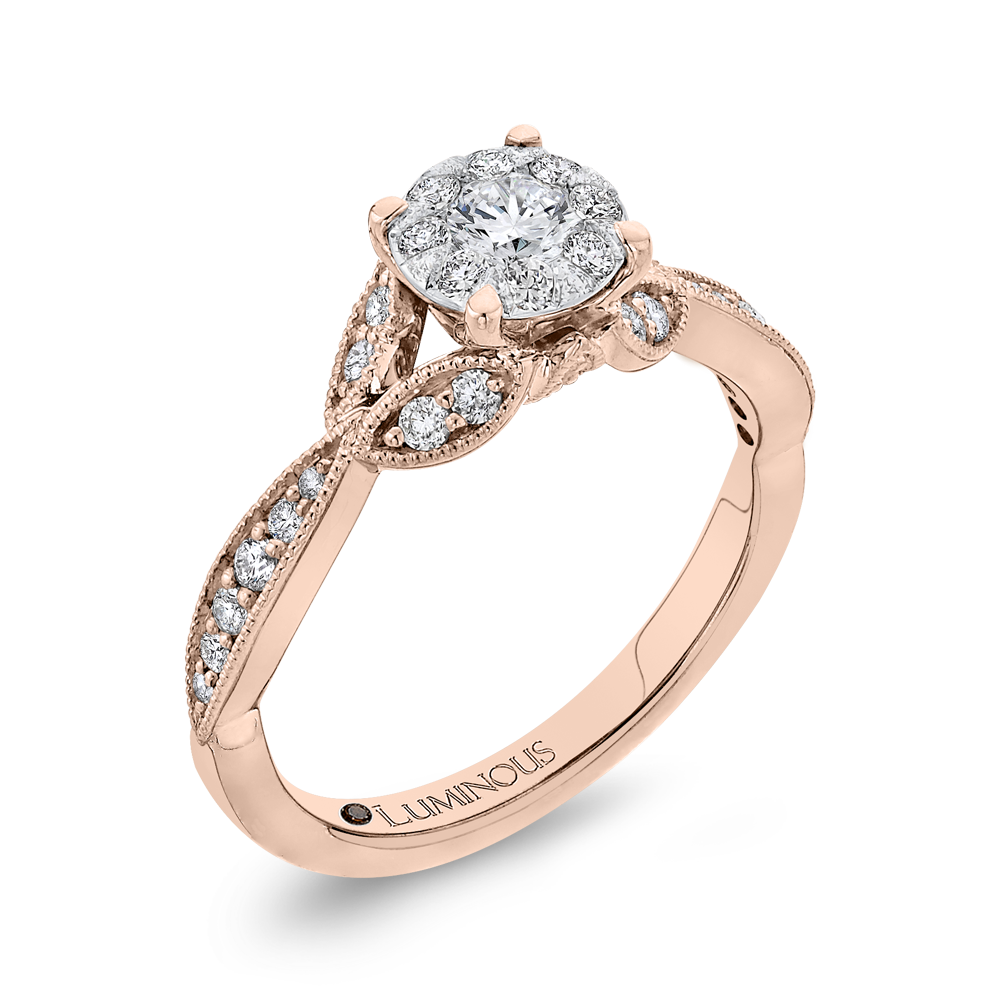 Round Diamond Engagement Ring in 14K Two Tone Gold