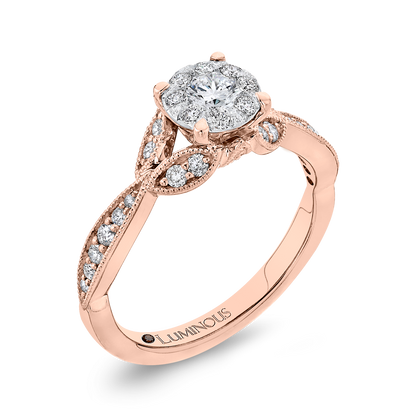 Round Diamond Engagement Ring in 14K Two Tone Gold