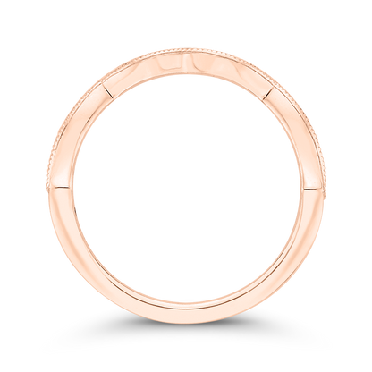 Round Half-Eternity Diamond Contour Wedding Band in 14K Rose Gold