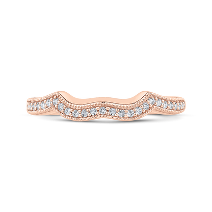 Round Half-Eternity Diamond Contour Wedding Band in 14K Rose Gold