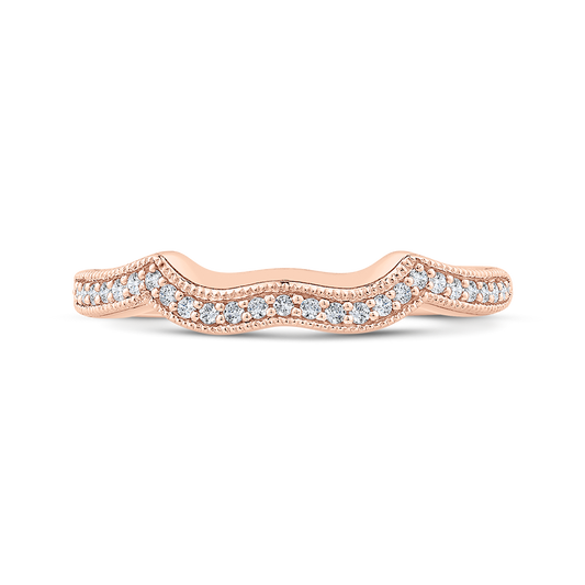 Round Half-Eternity Diamond Contour Wedding Band in 14K Rose Gold