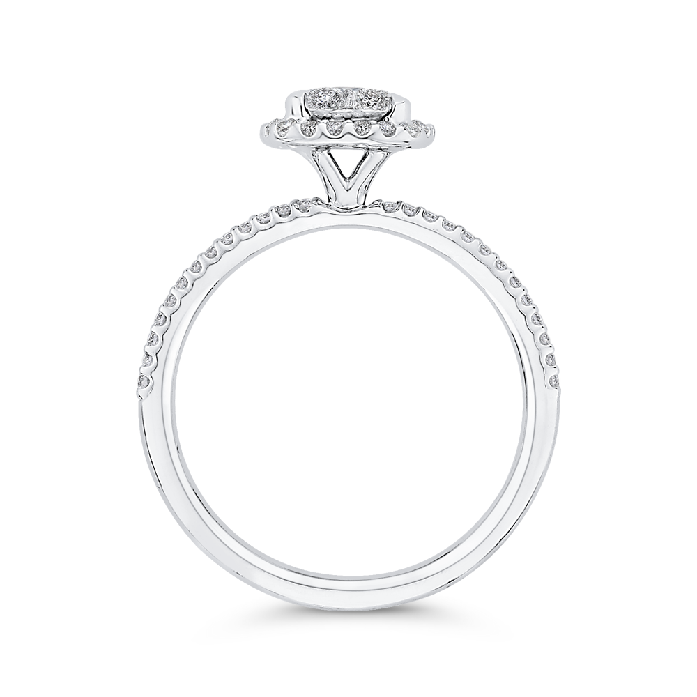 Round Diamond Halo Engagement Ring in 14K White Gold