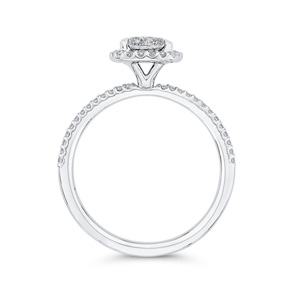 Round Diamond Halo Engagement Ring in 14K White Gold