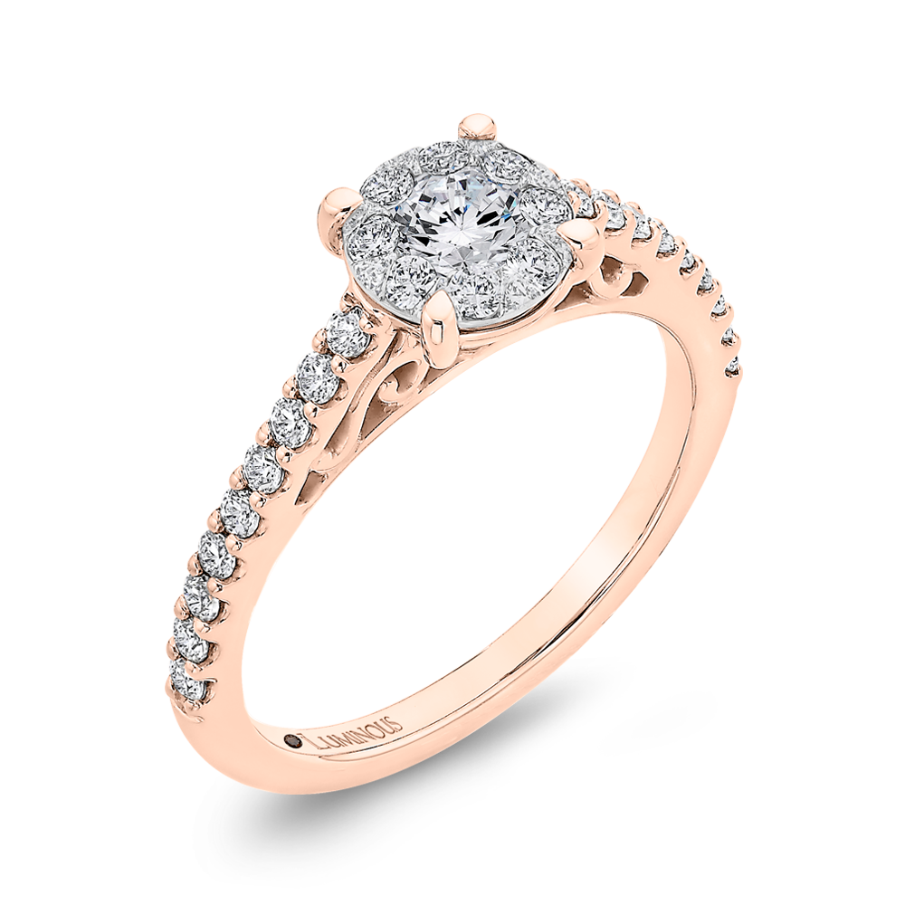 Round Diamond Engagement Ring in 14K Two Tone Gold