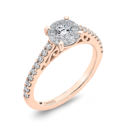 Round Diamond Engagement Ring in 14K Two Tone Gold