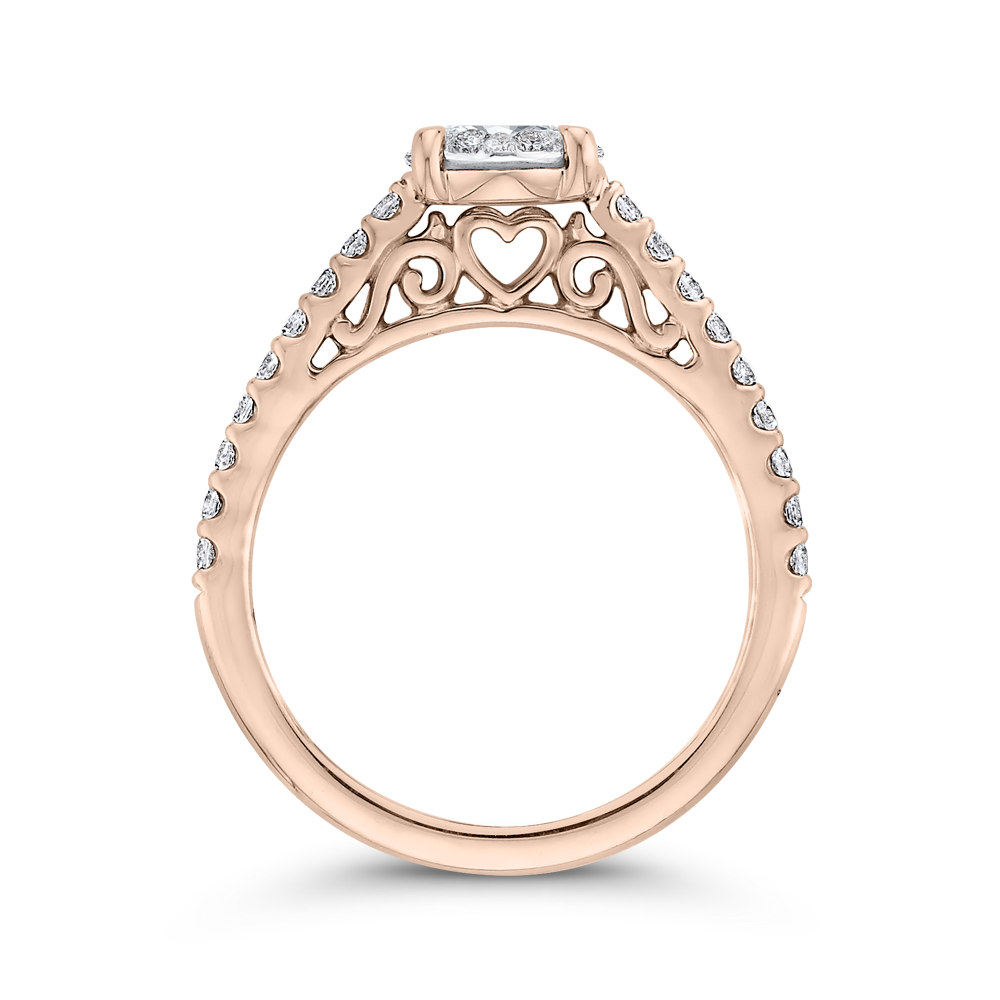 Round Diamond Engagement Ring in 14K Two Tone Gold