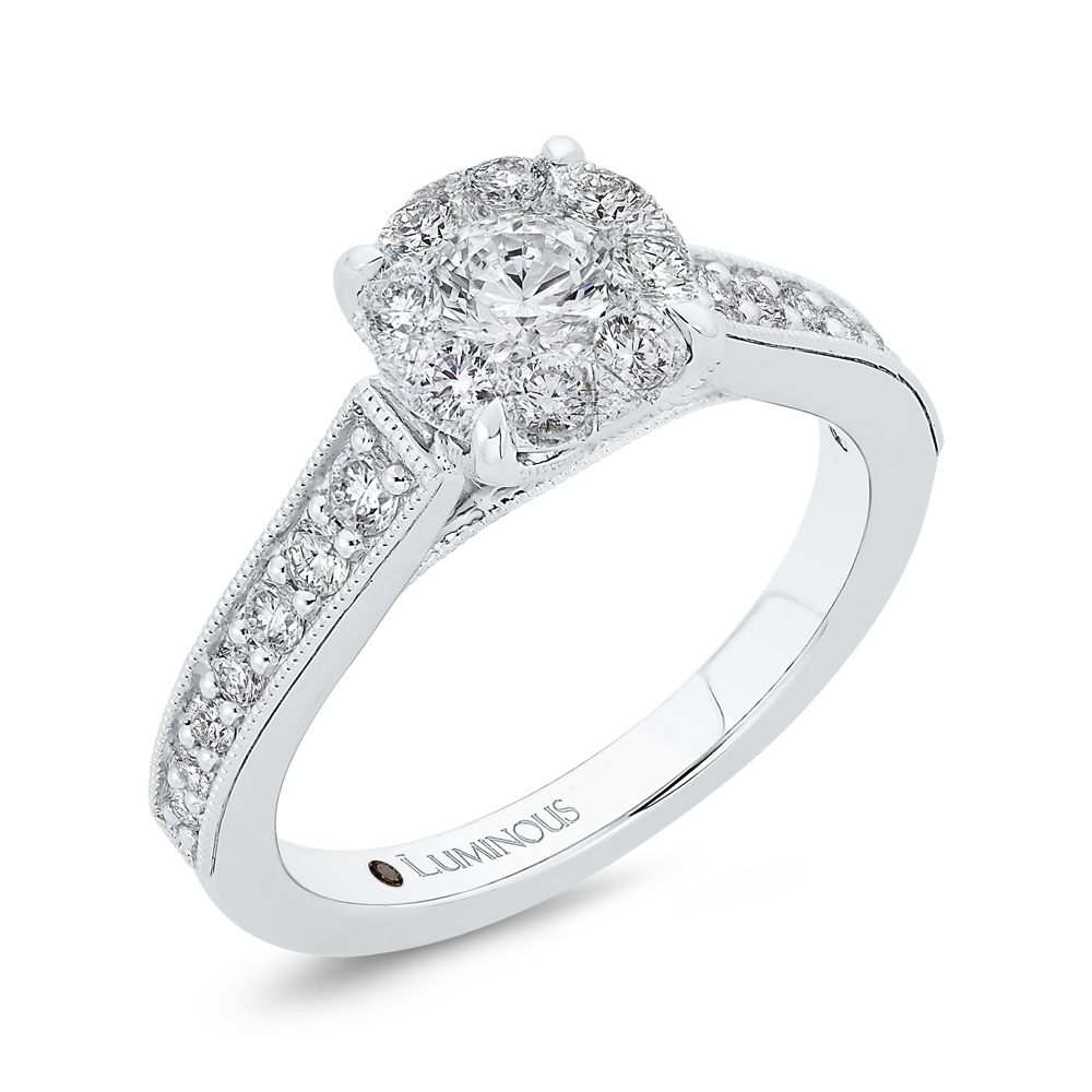 Round Diamond Engagement Ring in 14K White Gold