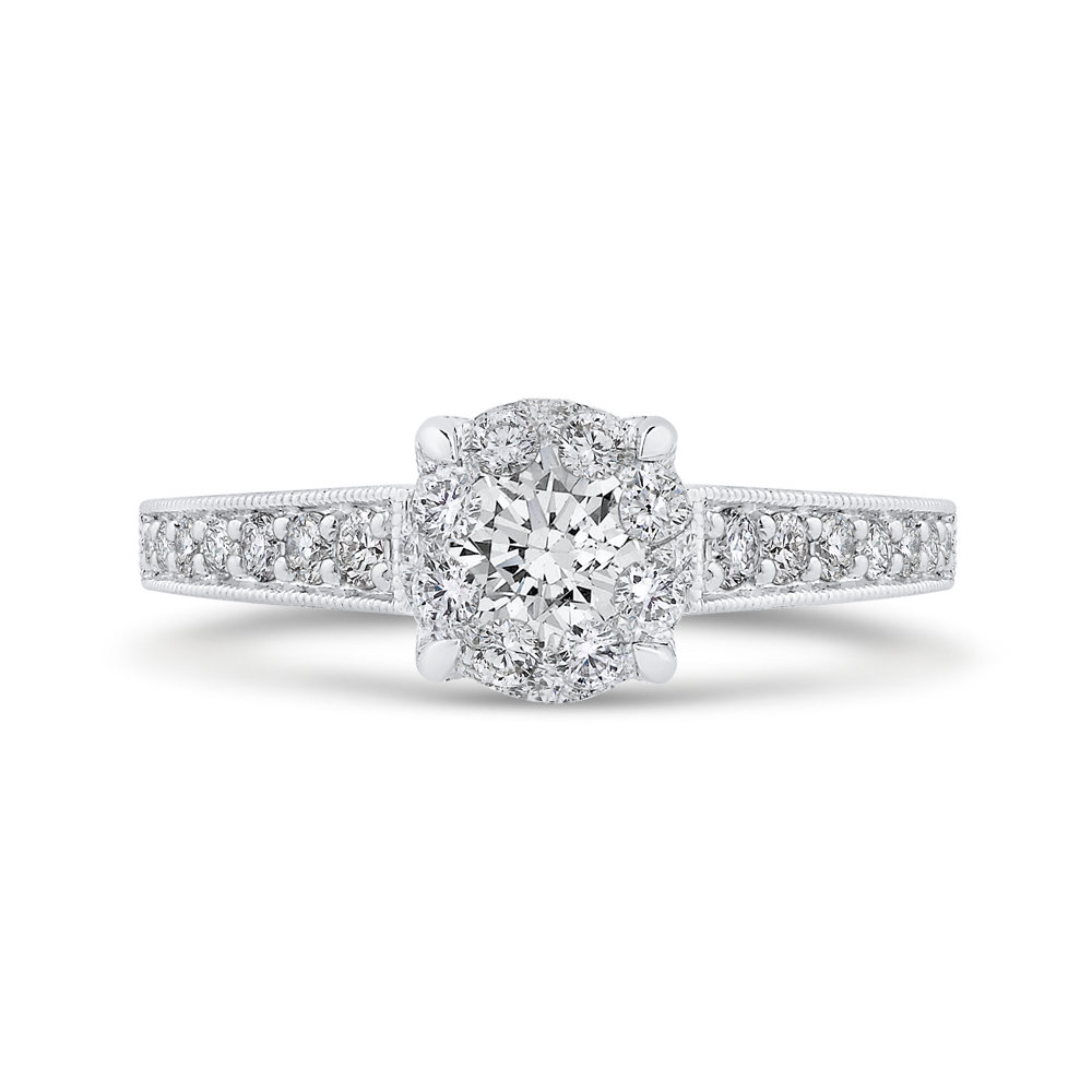 Round Diamond Engagement Ring in 14K White Gold