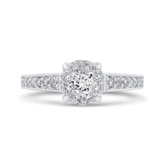 Round Diamond Engagement Ring in 14K White Gold