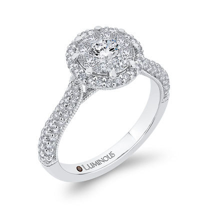 Round Diamond Halo Engagement Ring in 14K White Gold