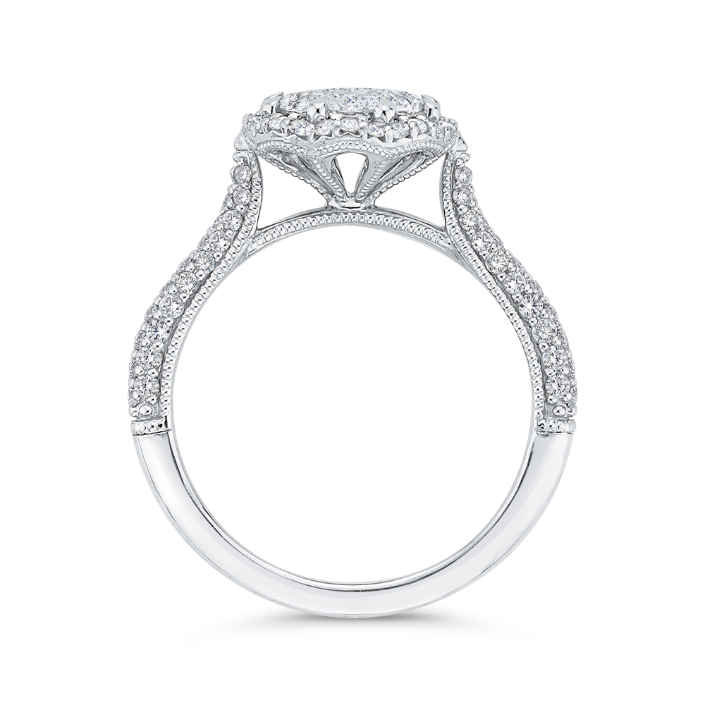 Round Diamond Halo Engagement Ring in 14K White Gold