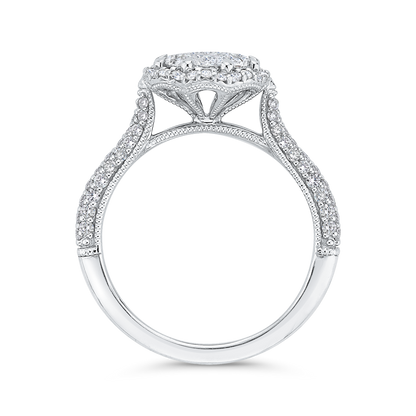 Round Diamond Halo Engagement Ring in 14K White Gold