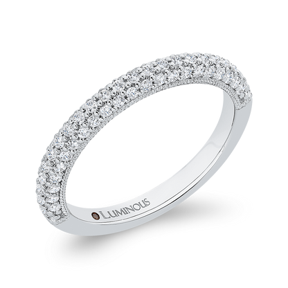 Round Diamond Half-Eternity Wedding Band in 14K White Gold