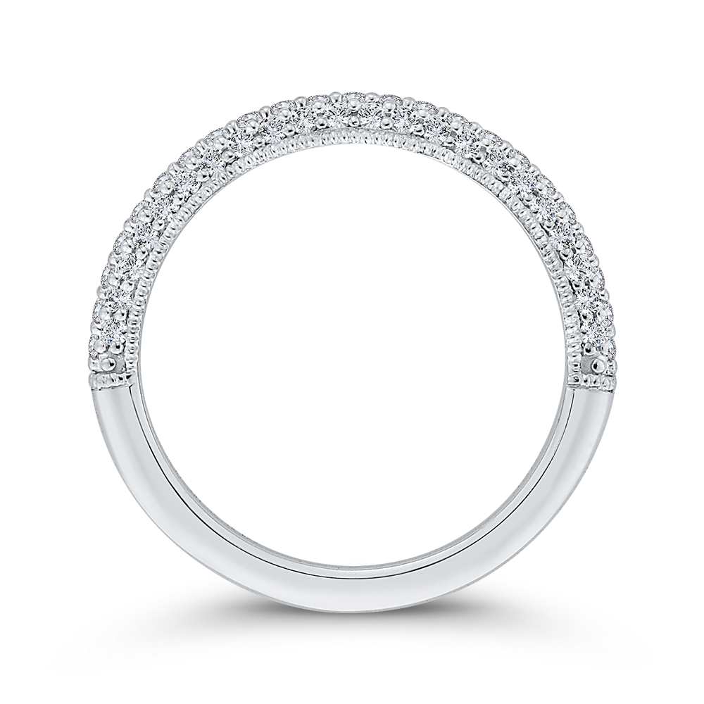 Round Diamond Half-Eternity Wedding Band in 14K White Gold