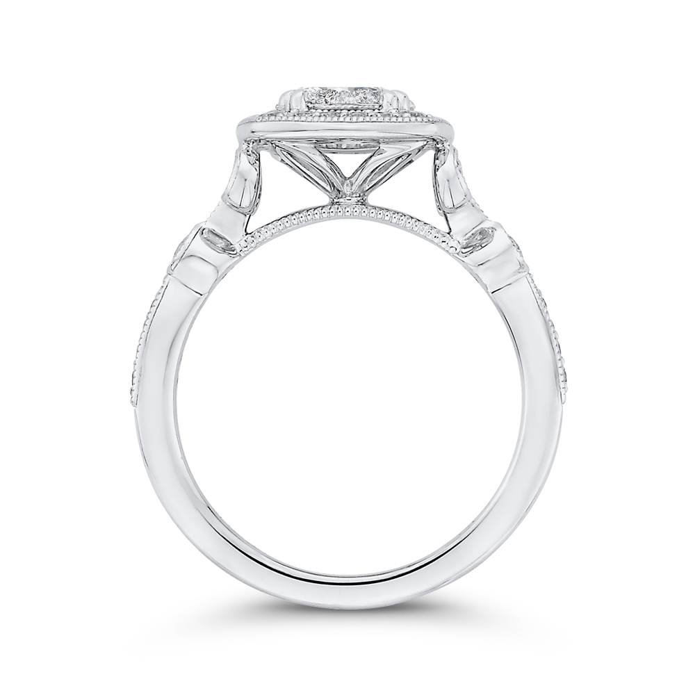 Round Diamond Halo Engagement Ring in 14K White Gold