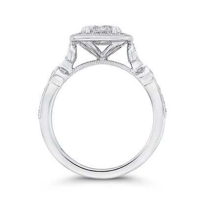 Round Diamond Halo Engagement Ring in 14K White Gold